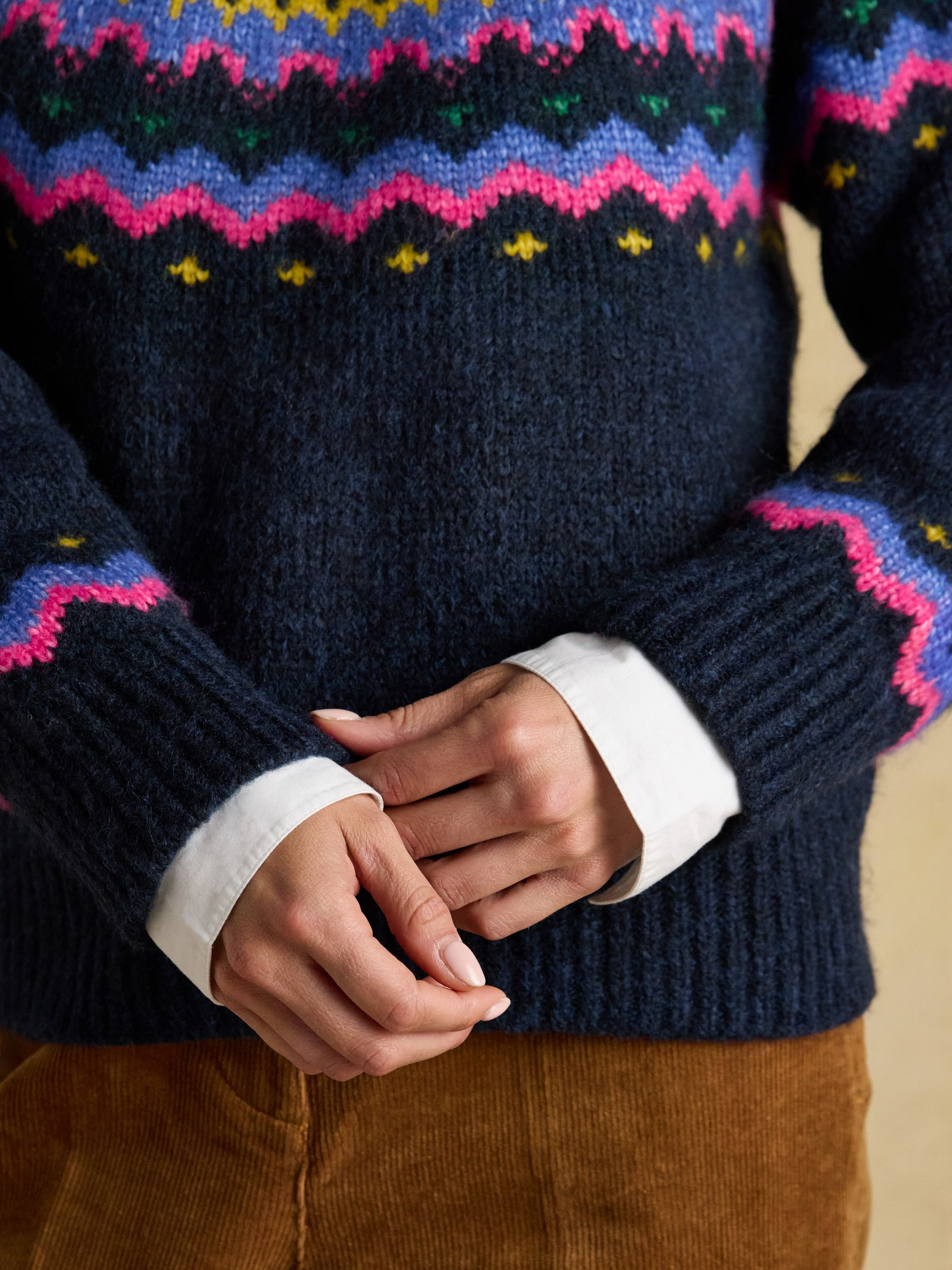 Charlie Navy Fair Isle Knitted Jumper | Joules | Joules