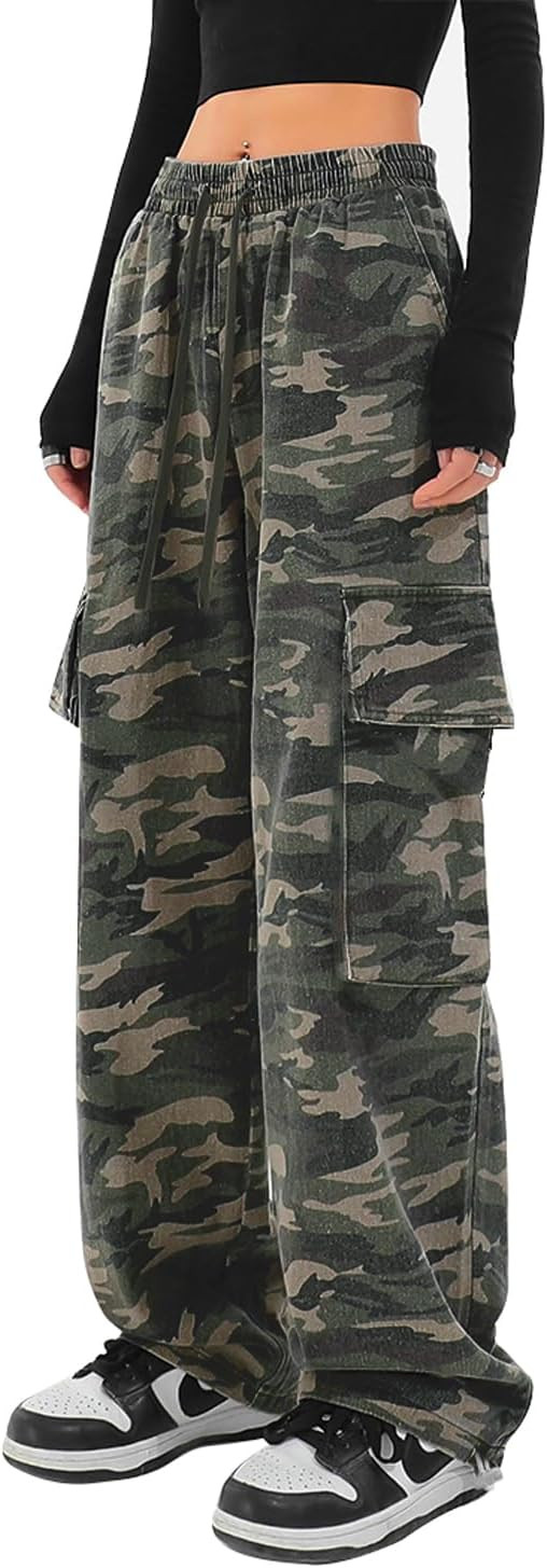 SESERAGI Cargo Pants Women Baggy Streetwear Y2K Drawstring Wide Leg Pants | Amazon (US)