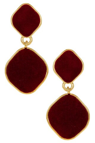 Heaven Mayhem Alma Drop Earrings in Gold & Burgundy from Revolve.com | Revolve Clothing (Global)