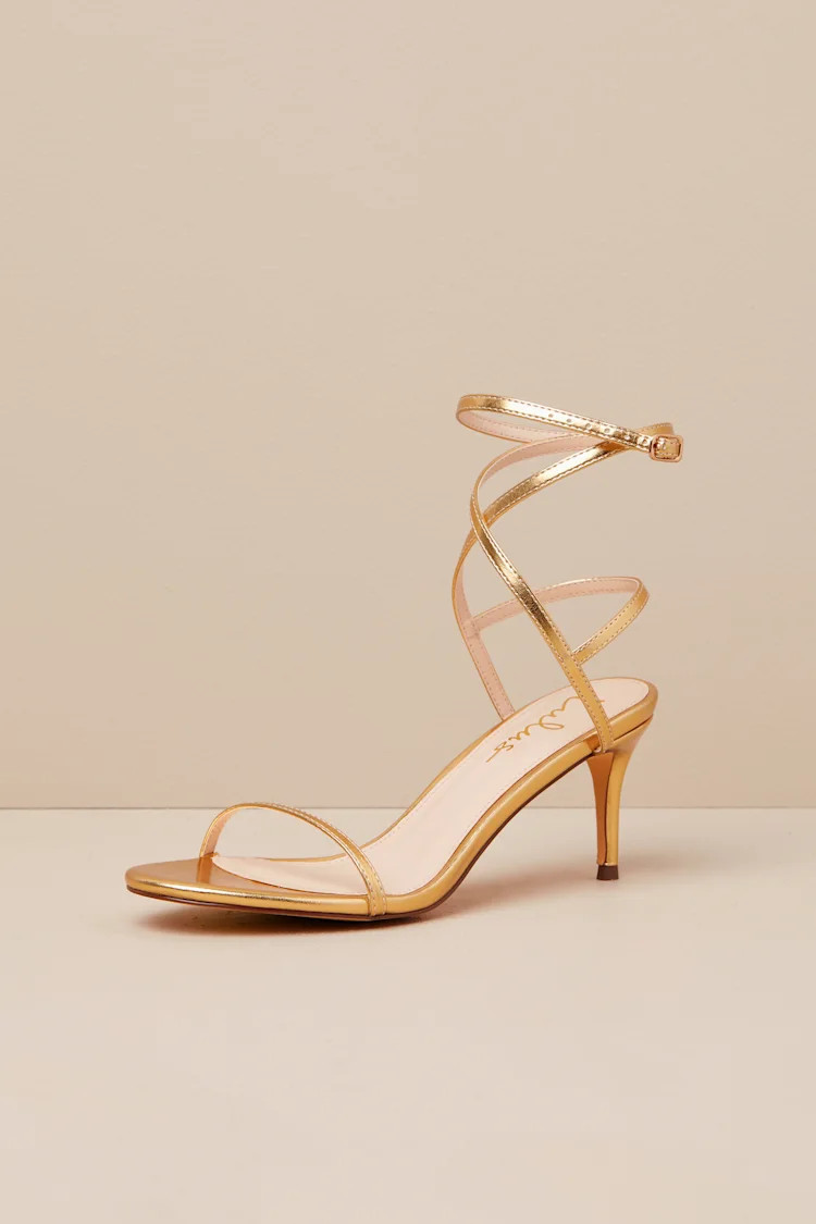 Sydd Gold Ankle Wrap Low Heel Sandals | Lulus