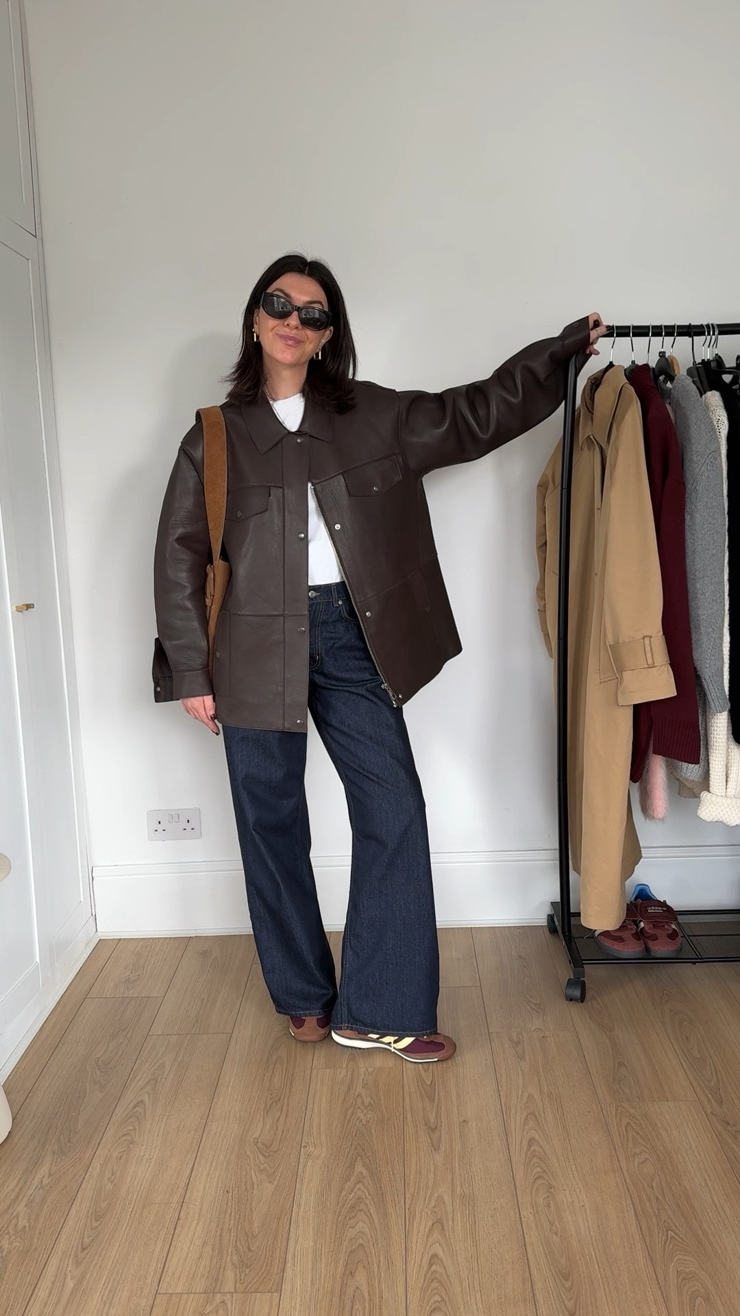 Styling adidas SL72 and new brown leather jacket 🤎🤎 

#LTKSeasonal #LTKstyletip