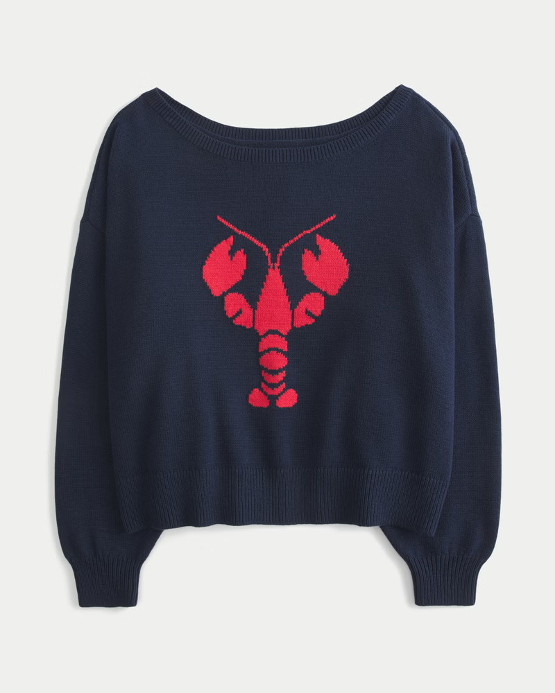 Women's Easy Off-the-Shoulder Lobster Graphic Sweater from Hollister | Hollister (US)