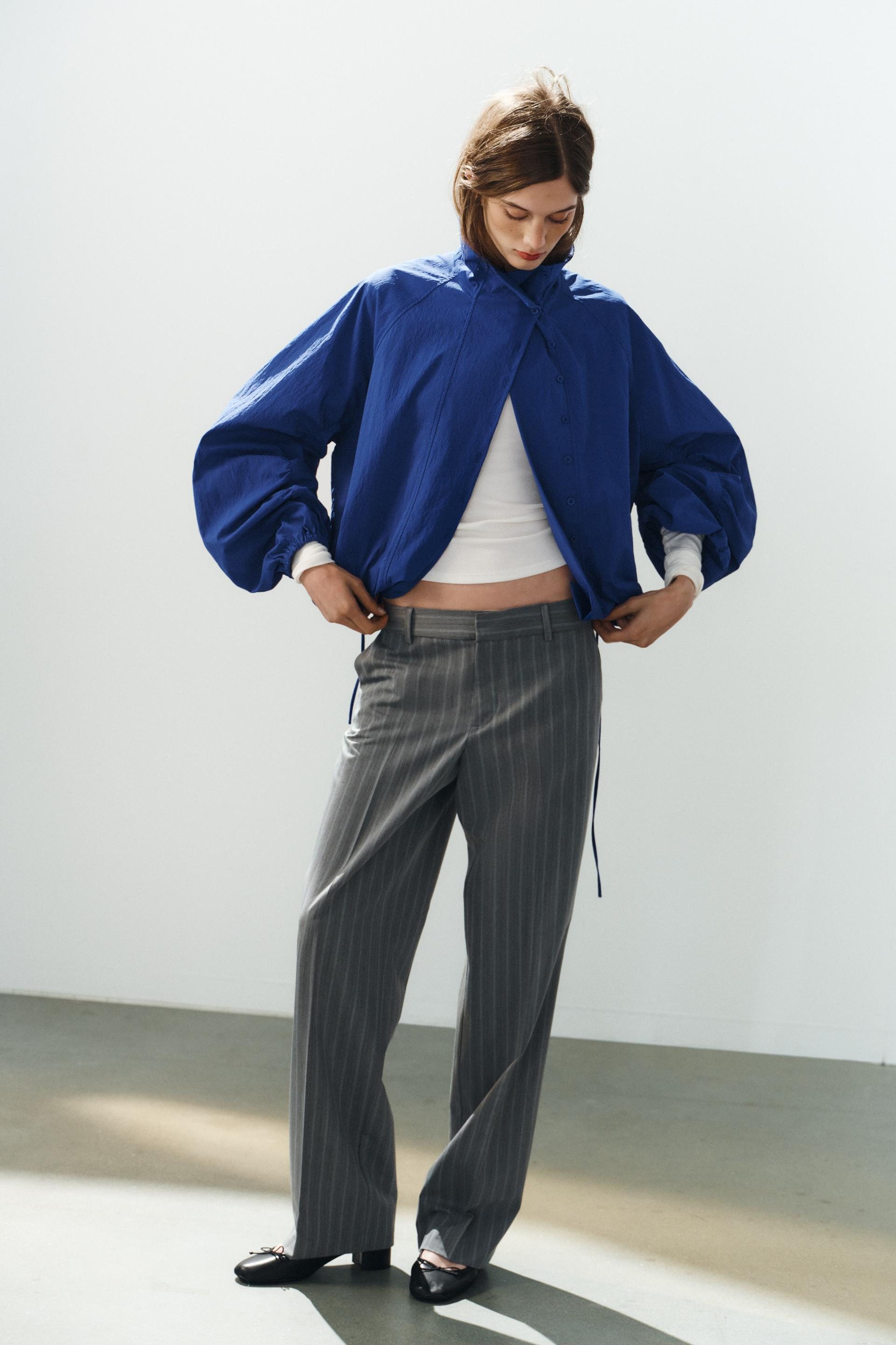 Zara - Buttoned Nylon Jacket - Bluish - Xxl - Woman | Zara UK