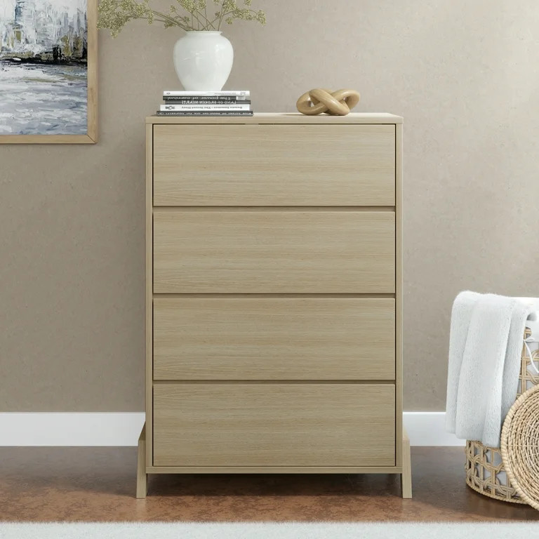 Mainstays Modern 4 Drawer Dresser, Natural Teak - Walmart.com | Walmart (US)