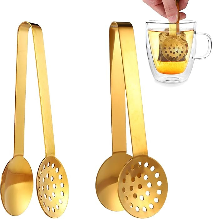 2pcs Tea Bag Squeezer Tongs, Stainless Steel Tea Bag Dispenser Gripper Picker Accessories Premium... | Amazon (US)