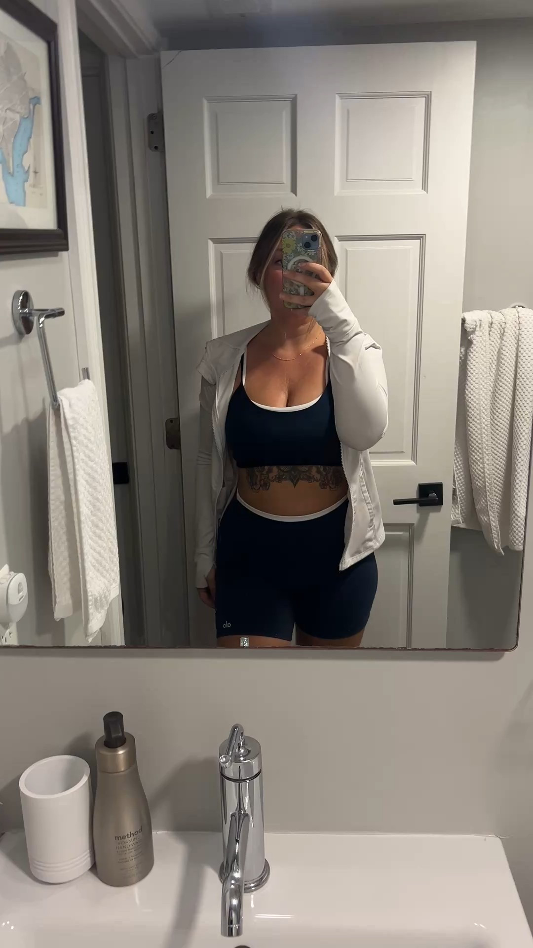 Alo yoga baby blue matching biker shorts set. These biker shorts don’t have a seam down the front so it’s super flattering on! Love the double lined detailed bra too. Wearing a medium bottom and large top  @alo #aloyoga @aloyoga 

#LTKActive #LTKStyleTip #LTKGiftGuide