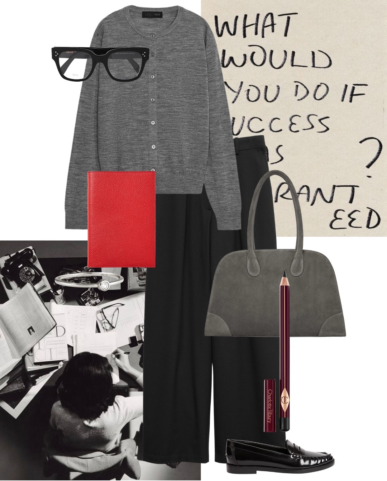 Outfit ideas for the office | workwear | black tailored trousers | grey cardigan | cos bag | glasses 

#LTKautumn #LTKworkwear #LTKwinter