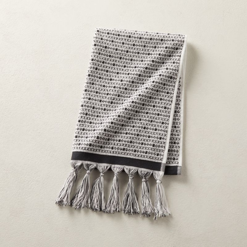 Piper Jacquard White/Black Bath Towel + Reviews | CB2 | CB2