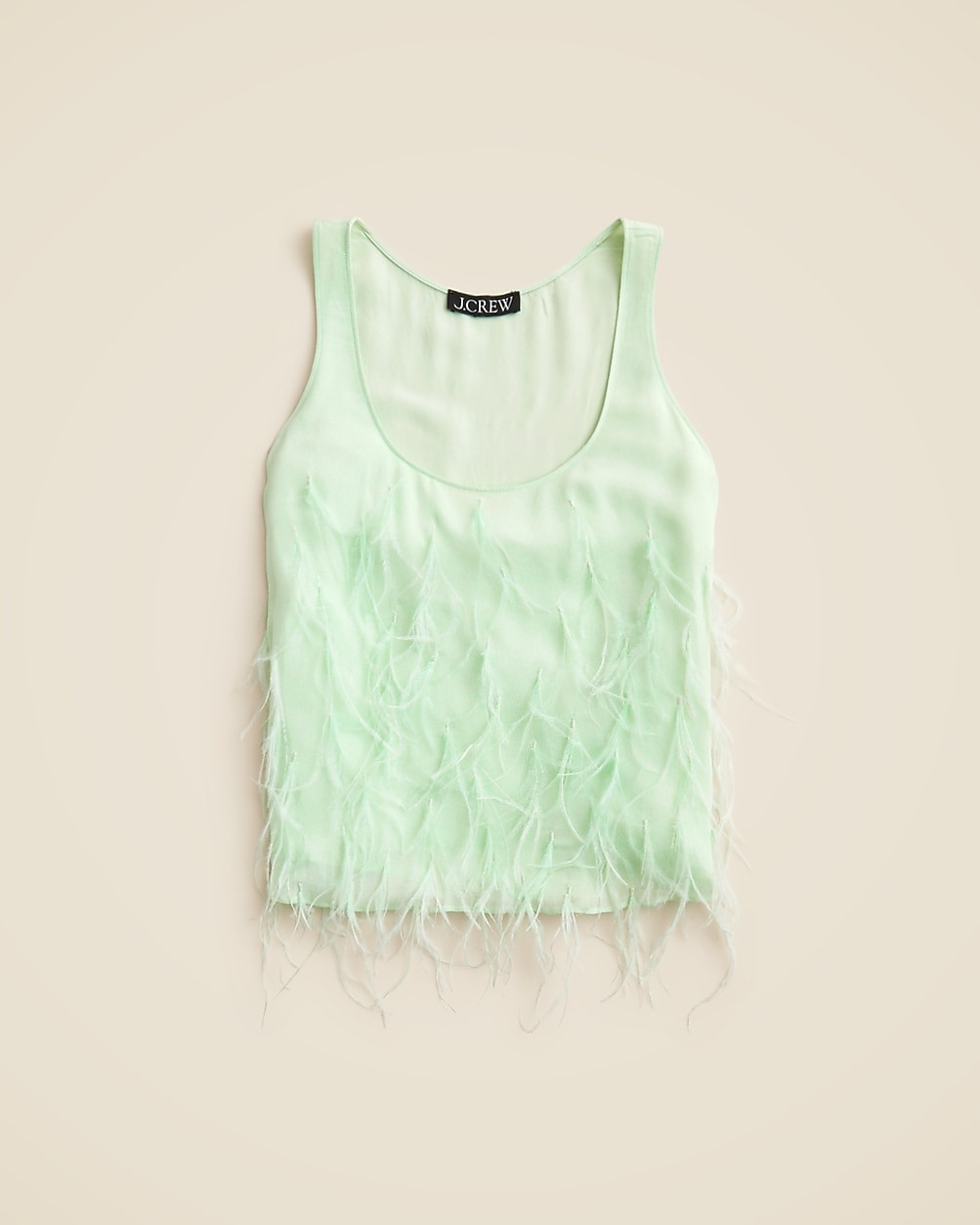 Feather-embellished tank top in chiffon | J. Crew US