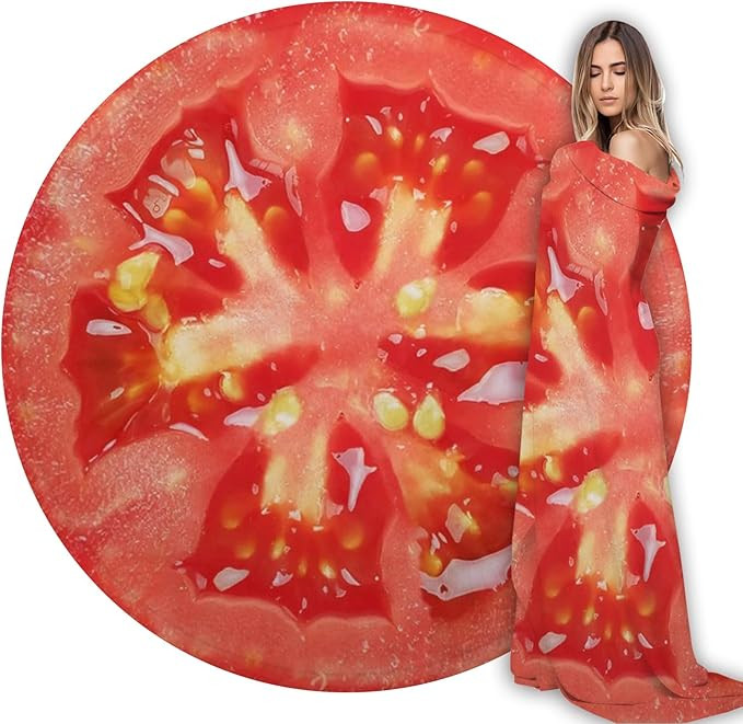 Tomato Blanket Funny Food Blanket for Adult & Kids, Soft Flannel Blanket Round Nap Wrap Blanket, ... | Amazon (US)