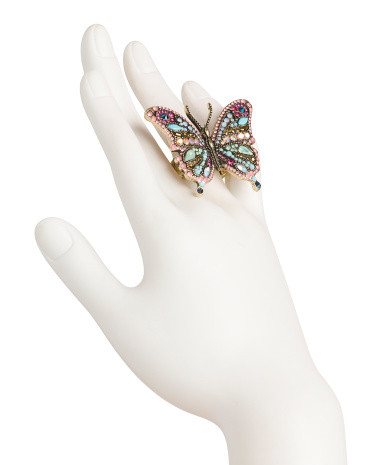 Boho Butterfly Crystal Stretch Ring | Marshalls