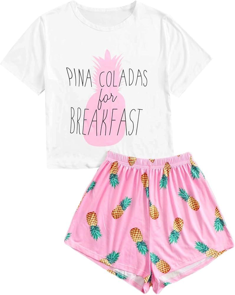 DIDK Women's Flamingo Print Cami and Plaid Shorts Pajama Set | Amazon (US)