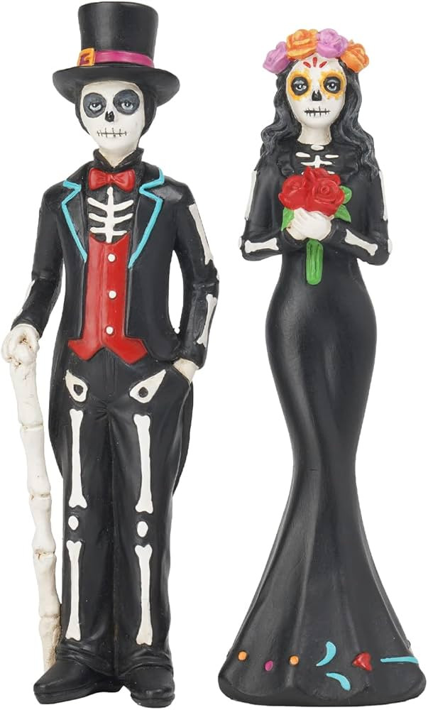 Day-of-The-Dead Halloween-Decoration Couple Skeleton Decor- Dia De Los Muertos Sugar Skull Figure... | Amazon (US)