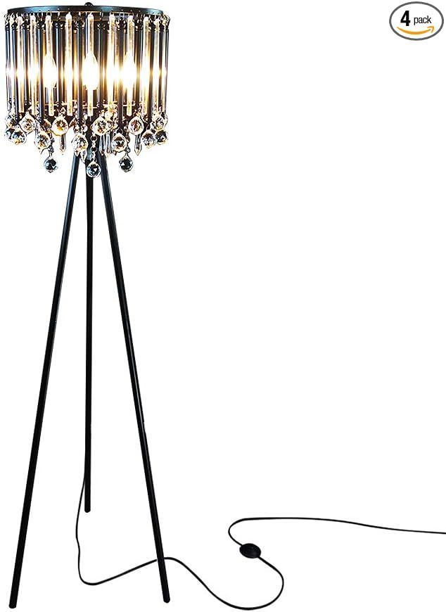 Hsyile Lighting KU300168 Unique Romance Crystal Tripod Floor Lamp Black Suitable for Bedroom,Livi... | Amazon (US)