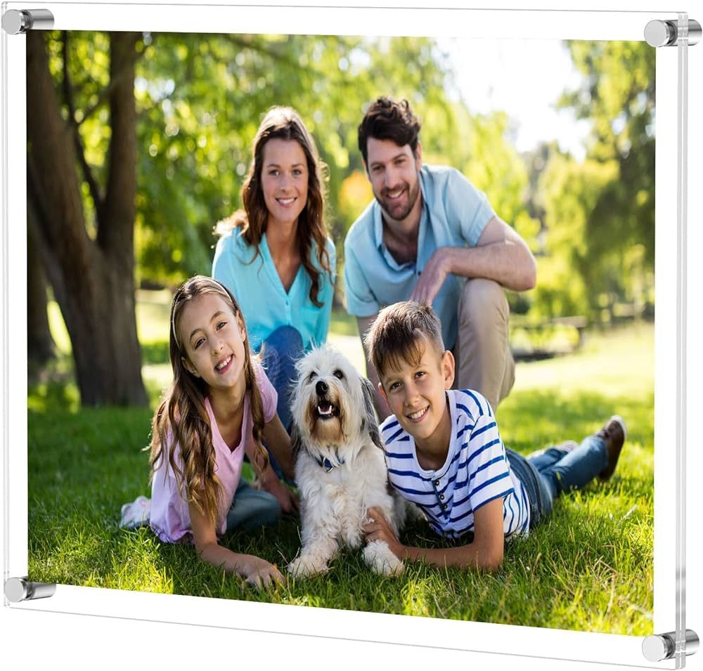 NIUBEE Clear Acrylic Wall Mount Floating Frameless Picture Frame Up to 18x24 Photo for Poster Pho... | Amazon (US)
