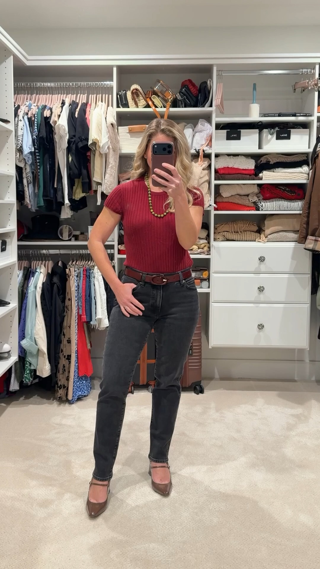 Back-to-back client meetings today, so the outfit needed to be chic but comfortable.

A ribbed cashmere tee, great-fitting denim, and classic Mary Jane pumps is one of my favorite combinations for days like this. Polished enough for meetings, comfortable enough to move between showrooms, job sites, and the office.

Simple pieces, great fit, and a few accessories always make getting dressed easy. Everything is linked in LTK. ✨

#LTKootd #LTKdayinmylife #LTKSaleAlert