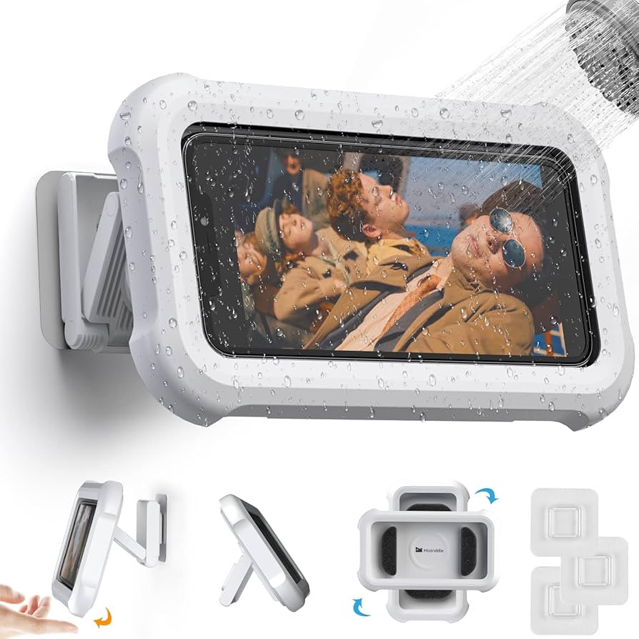 Waterproof Shower Phone Holder with 360° Rotation, Angle Adjustable, Wall Mounted Phone Holder f... | Amazon (US)