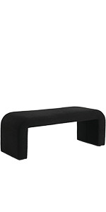 Wahson Black Modern Boucle Bench Set of 1, Rectangular Sherpa Entryway Bench, Upholstered Ottoman... | Amazon (US)