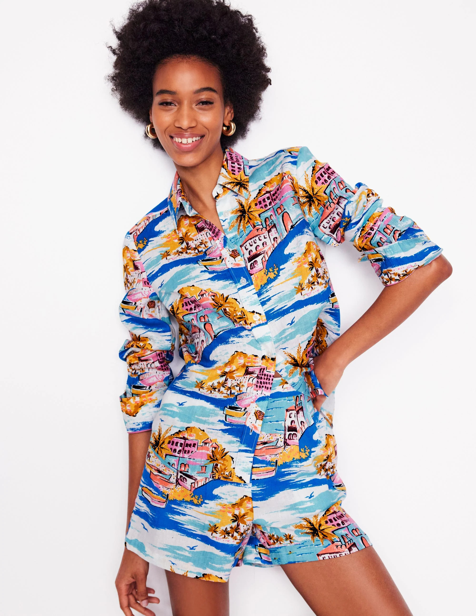 Sienna Linen Shirt-Multi, Paradise Bay | Boden UK