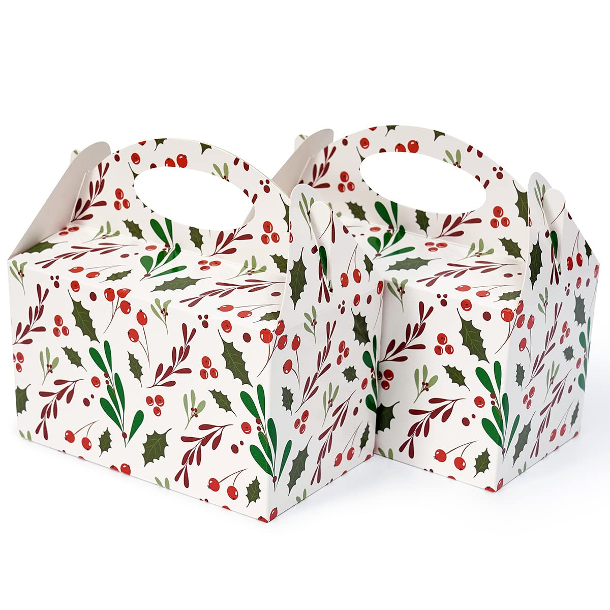 Happyhiram Winter Floral Gable Candy Paper Boxes, 25 Pcs Christmas Red Holly Berry Party Treat Bo... | Amazon (US)