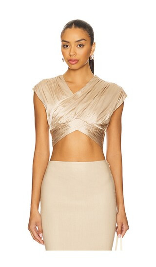 Camila Coelho Delanie Top in Beige. - size S | Revolve Clothing (Global)