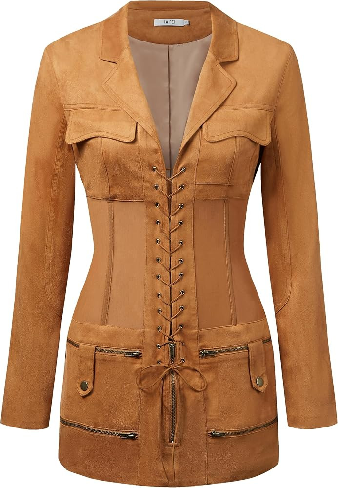 JW PEI Women's Faux Suede Corset Jacket Mini Dress | Amazon (US)