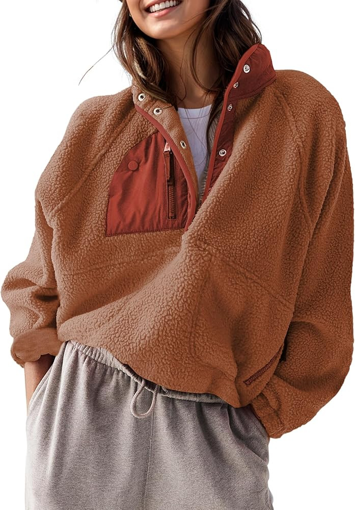 AMEBELLE Women’s Lightweight Fleece Pullover Jacket Cropped Fall Winter Fuzzy Sherpa Jacket Swe... | Amazon (US)