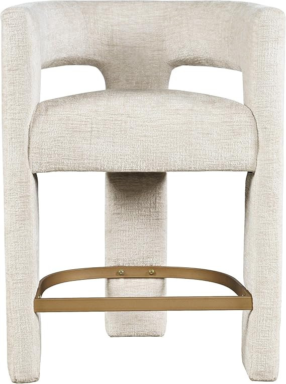 Jofran Gwen Modern Luxury Jacquard Fabric Upholstered Sculpture Counter Stool, Natural | Amazon (US)