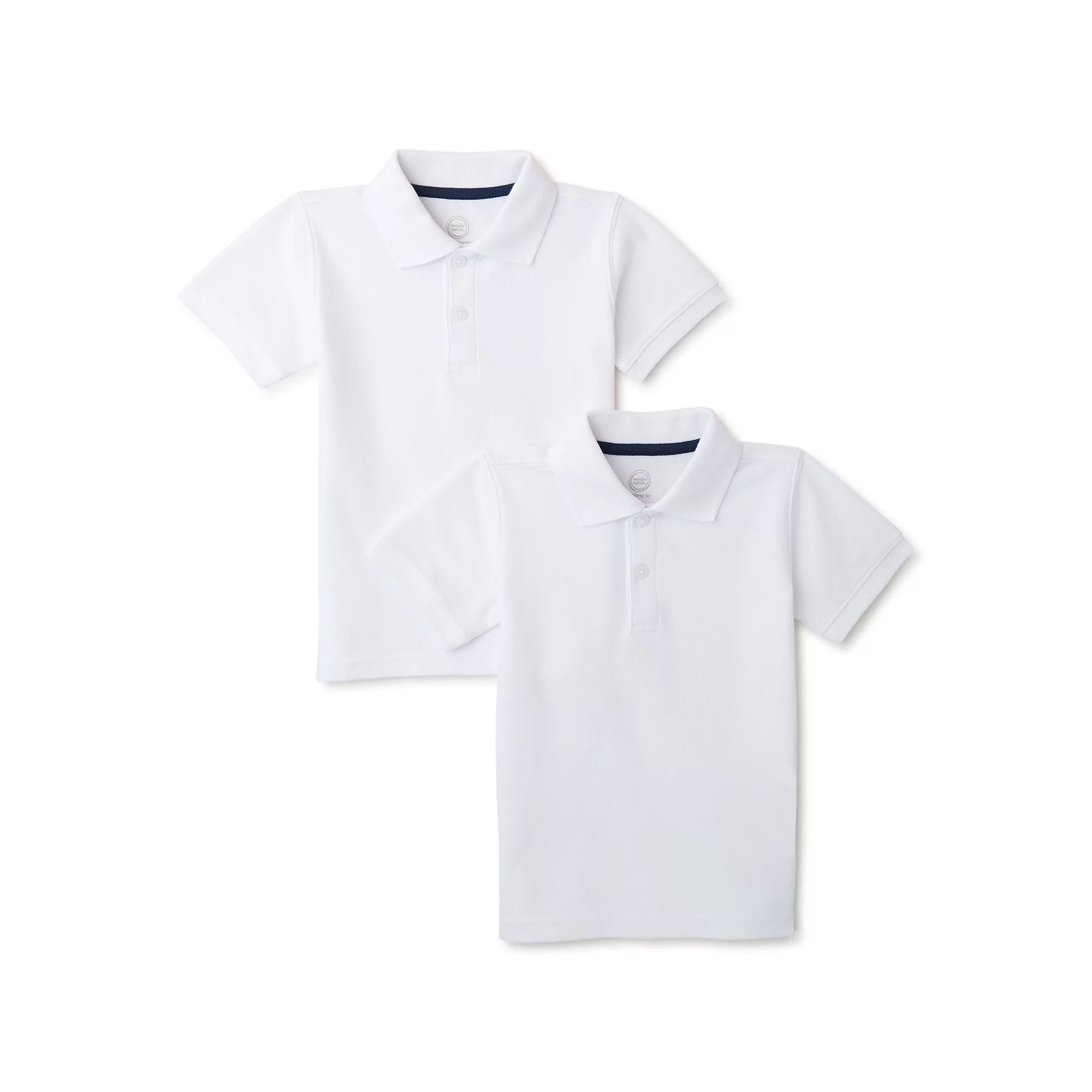 Wonder Nation Toddler Boys School Uniform Short Sleeve Pique Polo Shirt, 2-Pack, Sizes 2T - 5T | Walmart (US)