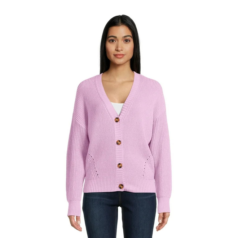 Time and Tru Women's Boyfriend Cardigan Sweater, Midweight, Sizes XS-XXXL | Walmart (US)