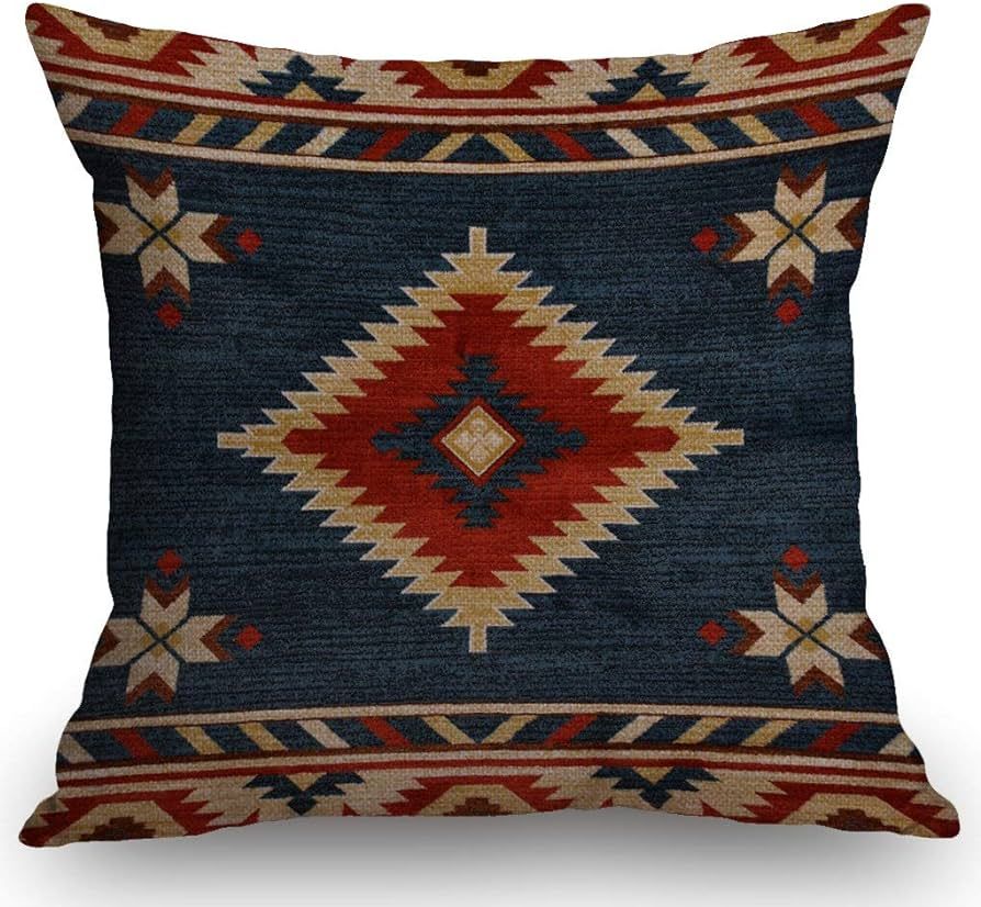 SSOIU Vintage Southwest Throw Pillow Case,Cotton Linen Cushion Cover Square Standard Home Decorat... | Amazon (US)