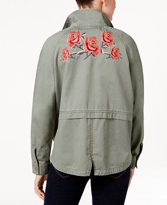 Style & Co Cotton Embroidered-Back Utility Jacket, Only at Macy's | Macys (US)