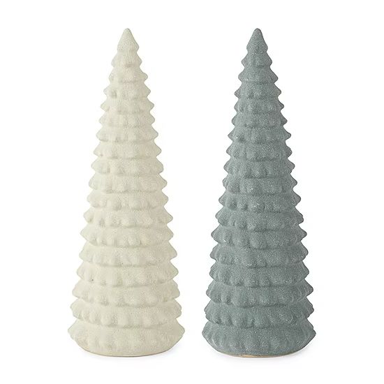 North Pole Trading Co. Woodland Retreat 10" Ceramic Sanded Christmas Tabletop Tree Collection | JCPenney