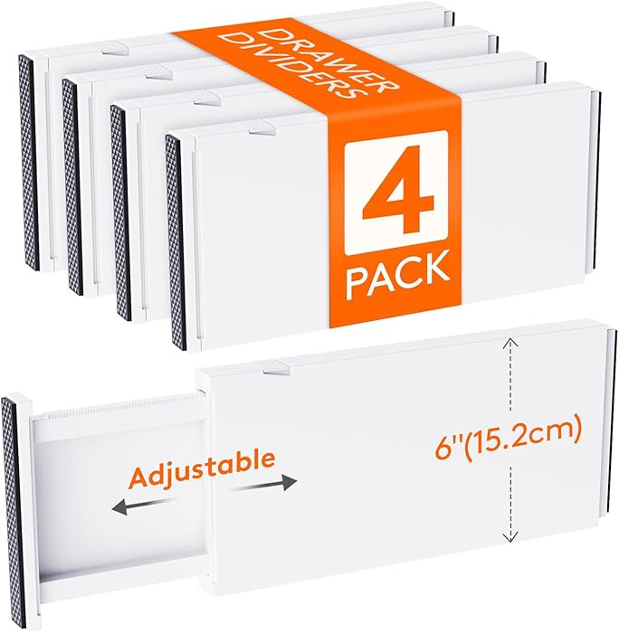 Lifewit 4 Pack 6" High Drawer Dividers 34-56cm/13.5-22" Adjustable Drawer Organizer for Clothes/U... | Amazon (US)