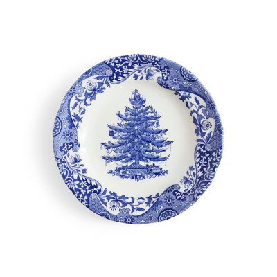 Spode Blue Italian 8" Christmas Plate - Earthenware Celebration Platter with Tree Motif - Microwave, Oven, Freezer Safe - Elegant Holiday Serveware | Target