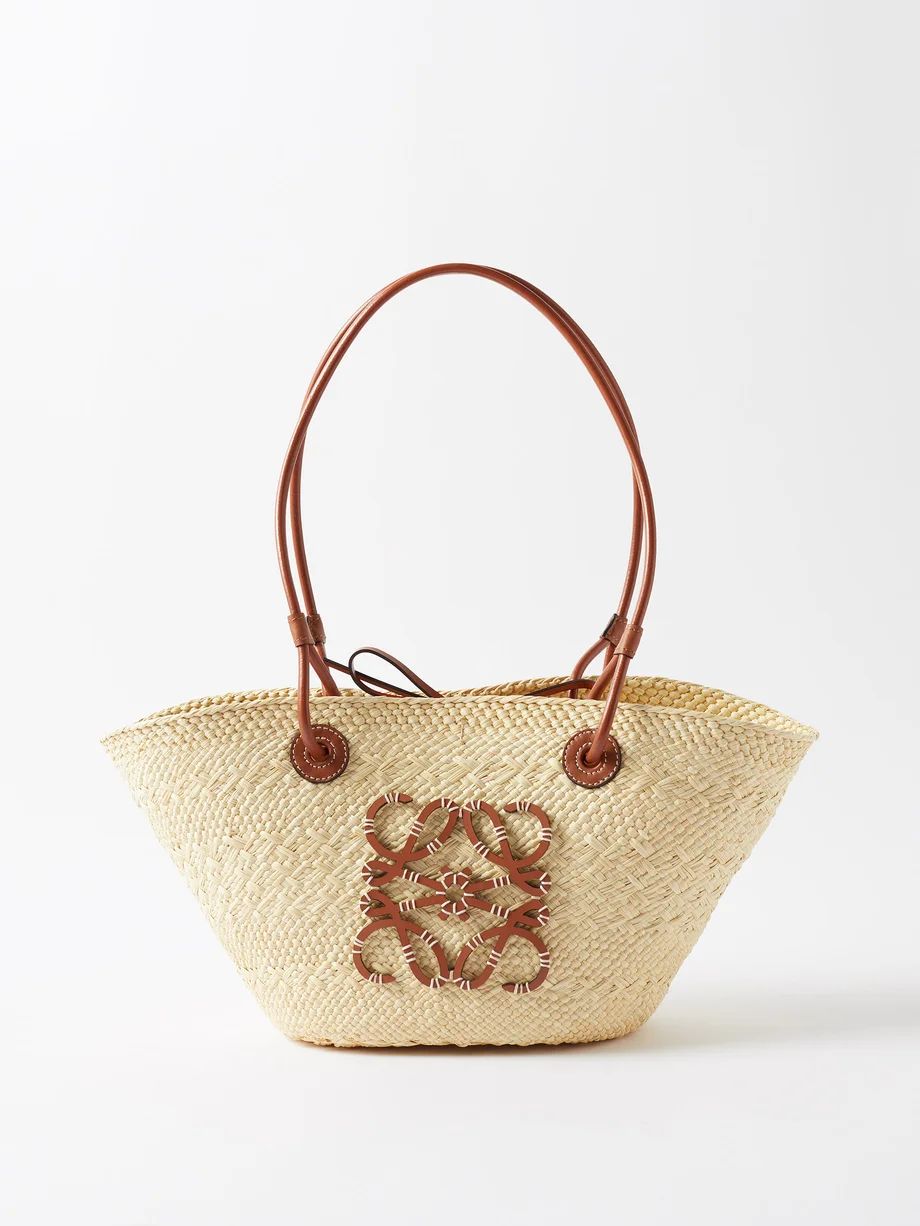 Anagram small leather-trimmed woven basket bag | Matches (UK)