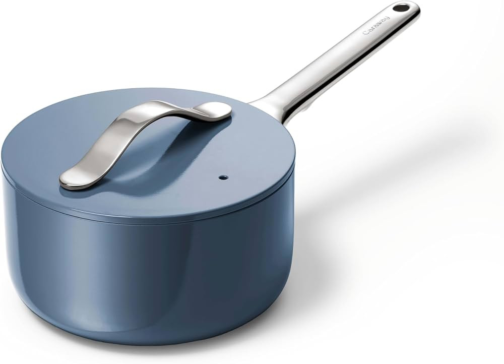 Caraway Nonstick Ceramic Sauce Pan with Lid (1.75 qt) - Non Toxic, PTFE & PFOA Free - Oven Safe &... | Amazon (US)