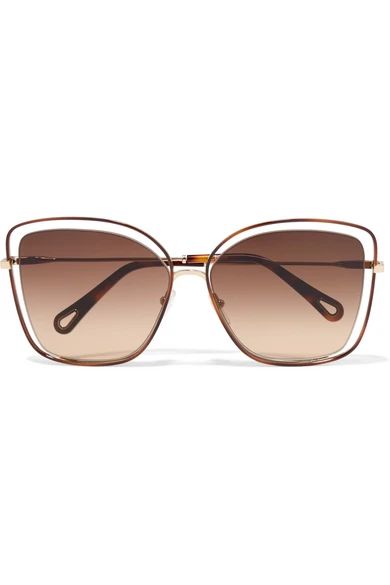 Chloé - Poppy Cat-eye Acetate And Gold-tone Sunglasses - Brown | NET-A-PORTER (US)