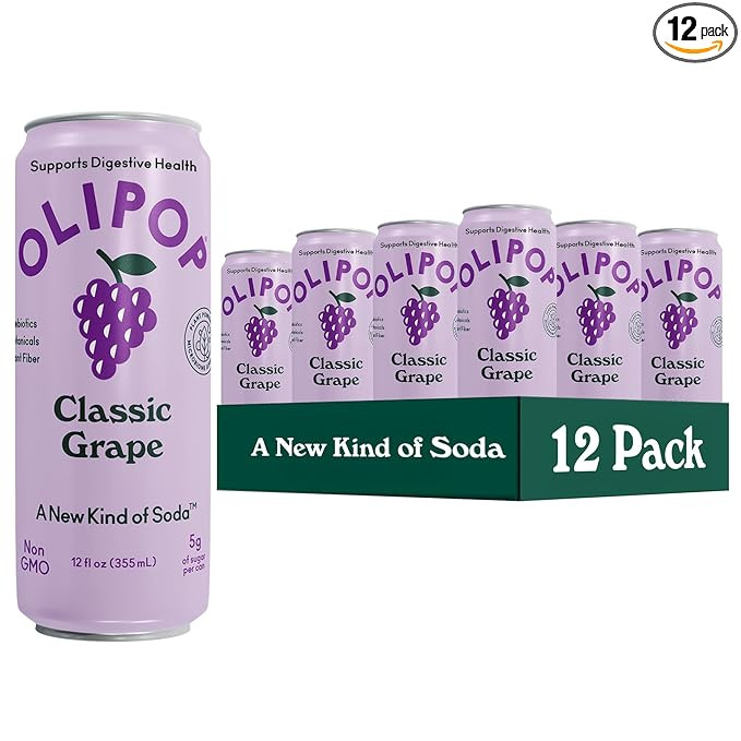 OLIPOP Prebiotic Soda Pop, Classic Grape, Pantry Pack Packed with Prebiotics, Fiber, and Botanica... | Amazon (US)