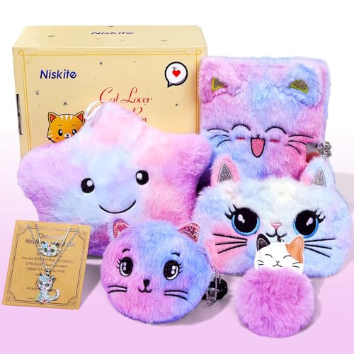 Cat Gifts For Girls, Birthday Gift Set With Star Pillow Cat Locked Diary Eye Mask Bracelet Necklace Keychain, Gifts For 4 5 6 7 8 9 10 Year Old Girl Toys | Amazon (US)