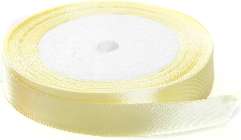 Solid Color Satin Fabric Ribbon (Light Yellow, 1/2" x 25 Yards) | Amazon (US)