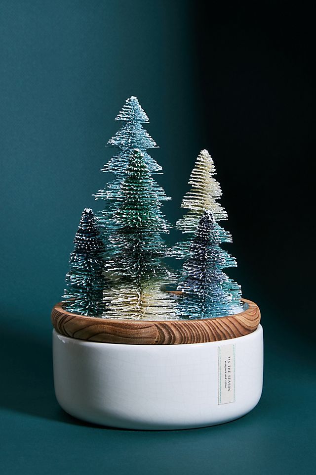 Frosted Bottle Brush Tree Candle | Anthropologie (US)