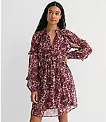 Petite Shimmer Ruffle Tie Neck Mini Dress | LOFT