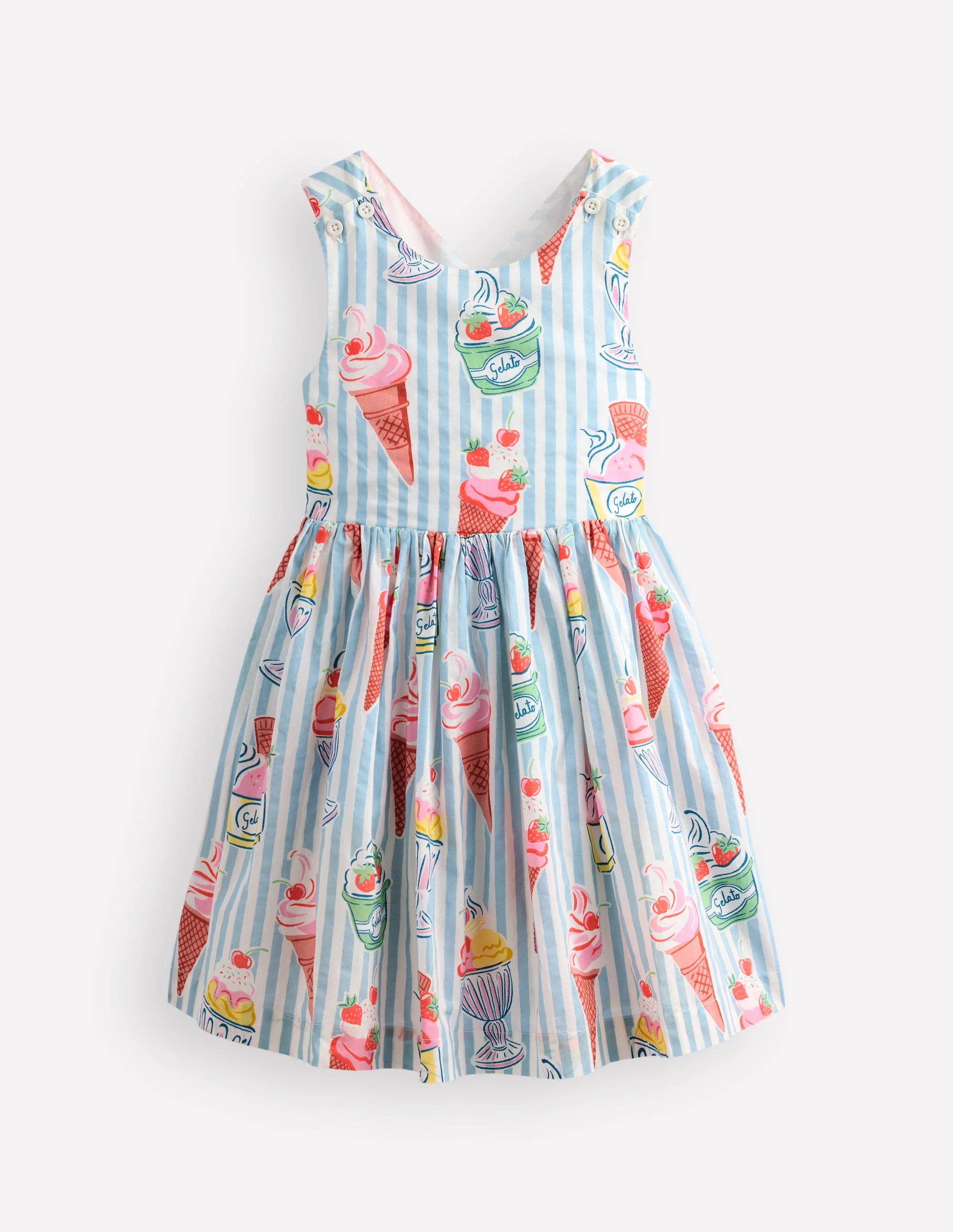 Harper Cross-Back Dress-Vintage Blue Ice Cream Stripe | Boden UK