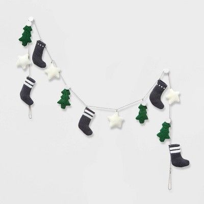 6ft Knit Star/Tree/Stocking Garland Green and White - Wondershop&#8482; | Target