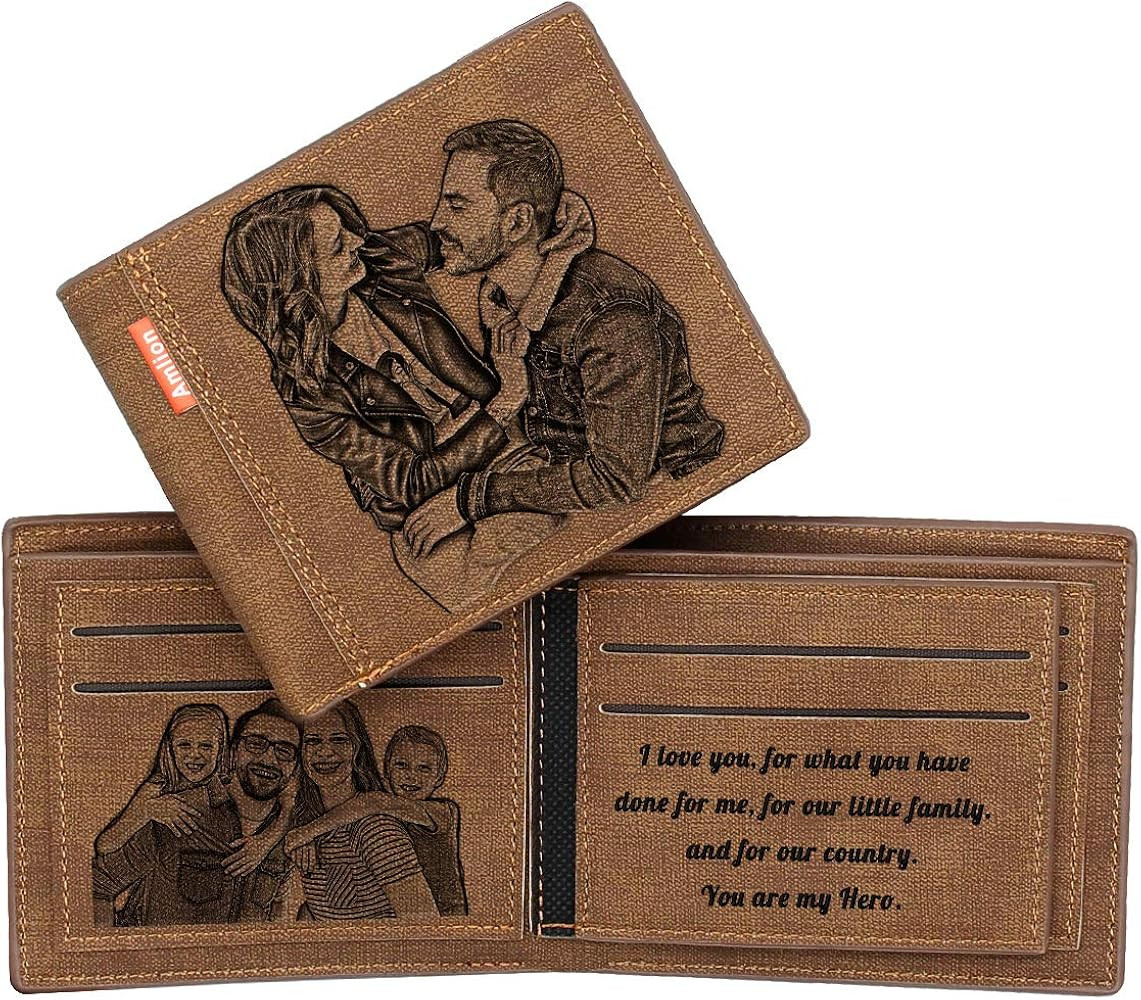 Amlion Custom Engraved Wallet,Personalized Photo RFID Wallets for Men,Husband,Dad,Son,Personalize... | Amazon (US)