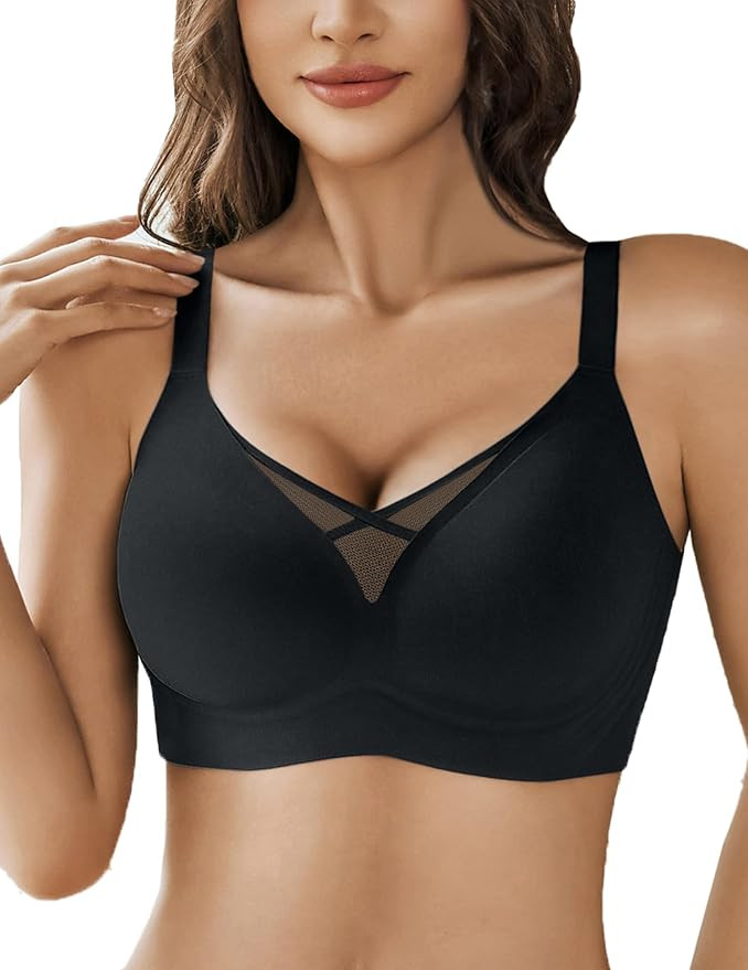 Avidlove Wireless Bras for Women No Underwire V Mesh Bralette Seamless Comfortable Bra Push Up Fu... | Amazon (US)