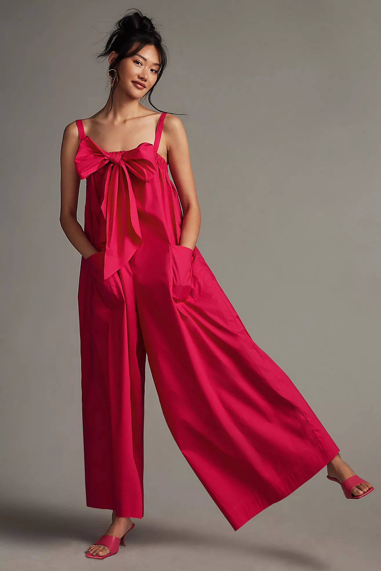 Psophia Bow Relaxed Wide-Leg Jumpsuit | Anthropologie (US)