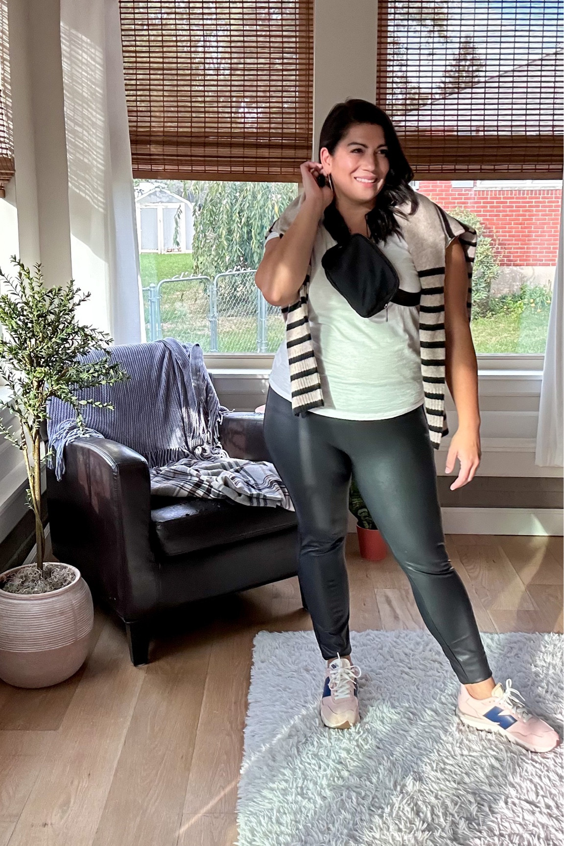 Time and Tru faux leather leggings 
Ododos belt bag
Striped sweater from Target 
New Balance sneakers 

#LTKmidsize #LTKSeasonal #LTKover40