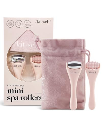 Kitsch Mini Ice Roller for Face Women & Mini Face Roller Skin Care Tools Set with Pouch, Eye Puffiness Relief Facial Roller & Face Massager, Mini Skincare Eye Roller for Puffy Eyes, Blush | Amazon (US)